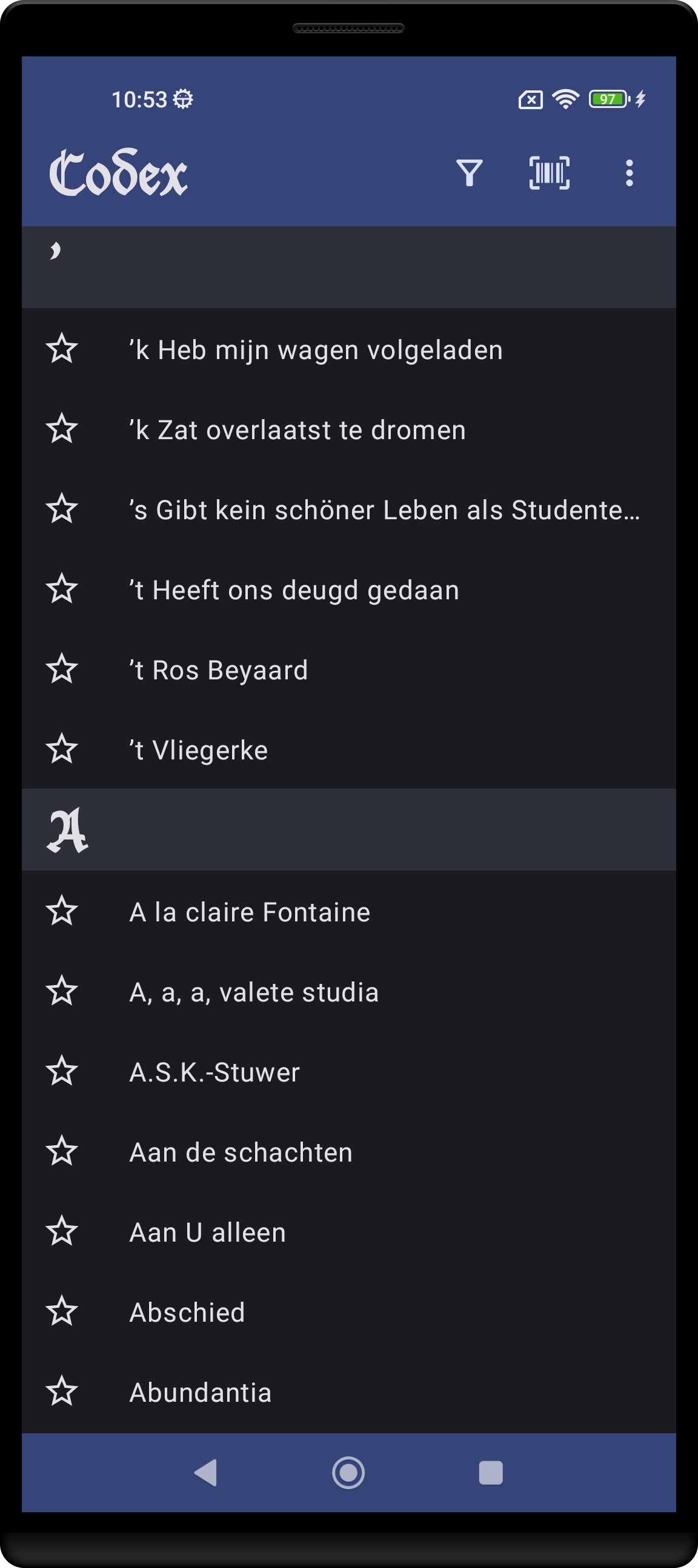 Screenshot of Tic dark mode