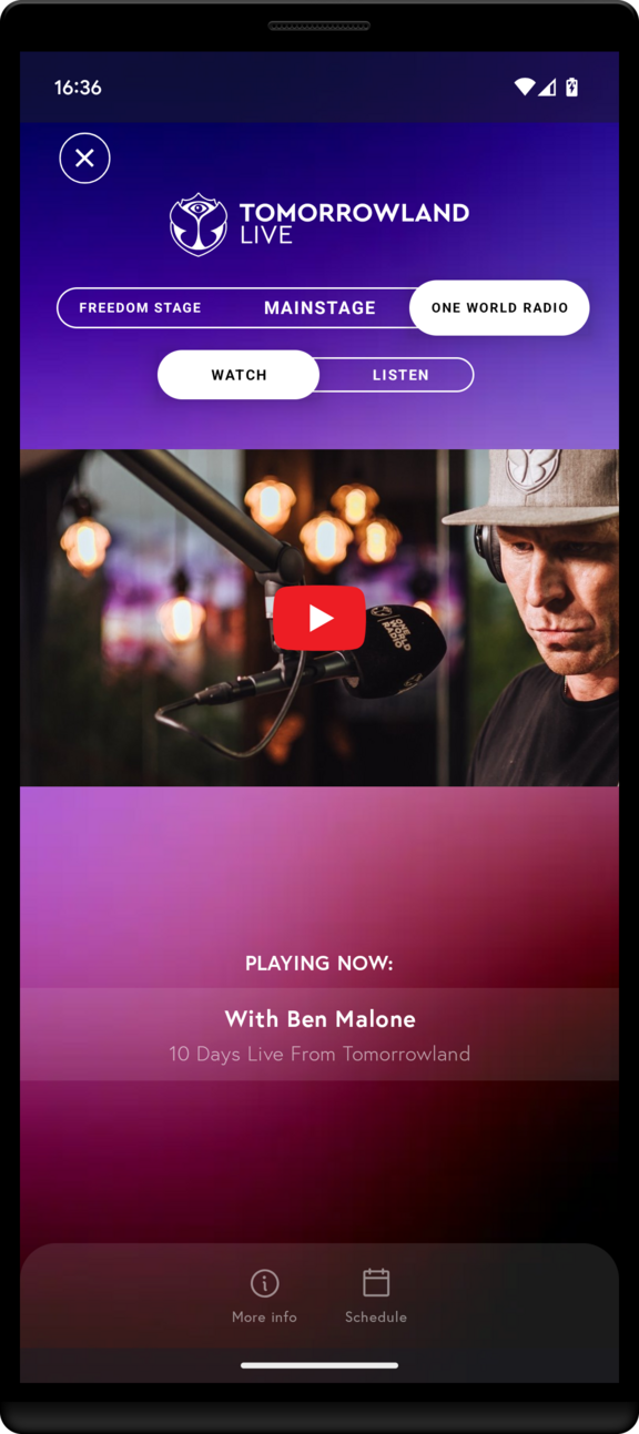 Screenshot of an audio stream in the 'Live Center'.