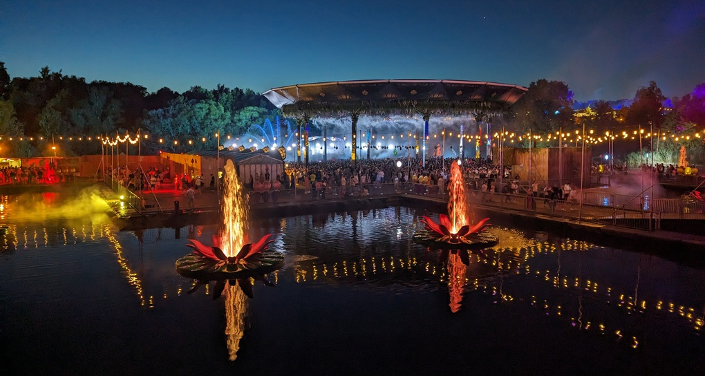 Tomorrowland's Crystal Garden stage at night